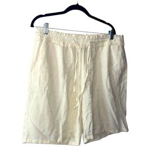 D.jeans Women’s Cream Linen-Blend Drawstring Shorts Size L Casual Summer Shorts